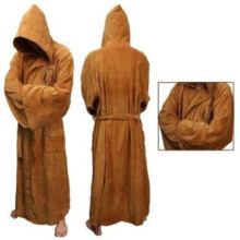 (Brown, M) Men Bathrobe Jedi Sith Hooded bathrobe Cloak Star war Soft Dressing Gown