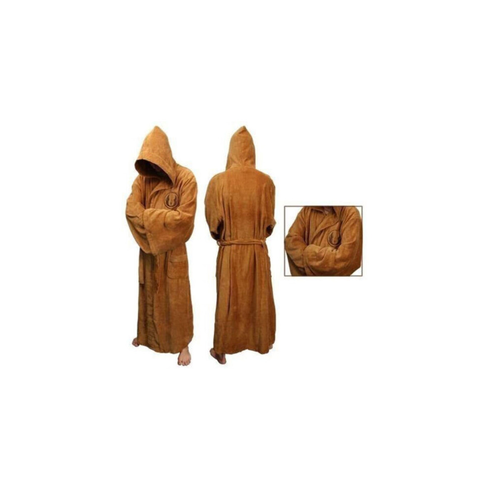 (Brown, M) Men Bathrobe Jedi Sith Hooded bathrobe Cloak Star war Soft Dressing Gown