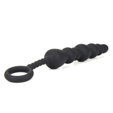 Black Silicone Beaded Booty Toy (Small)
