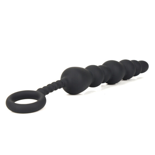 Black Silicone Beaded Booty Toy (Small)