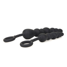 Black Silicone Beaded Booty Toy (Large)