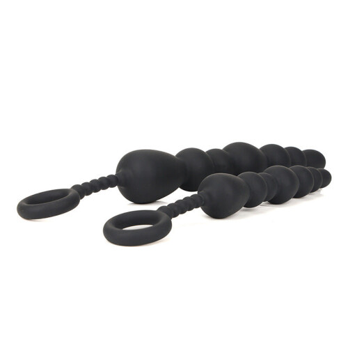 Black Silicone Beaded Booty Toy (Large)