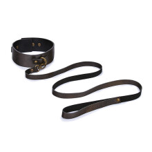 Brown Leather Collar with a Loop Handled Leash