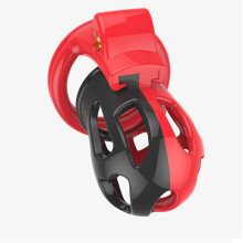 Dicktator Smooth ABS Chastity Cage (Black and Red)