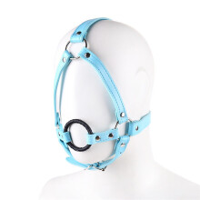 Blue Bondage O-Ring Gag Head Harness