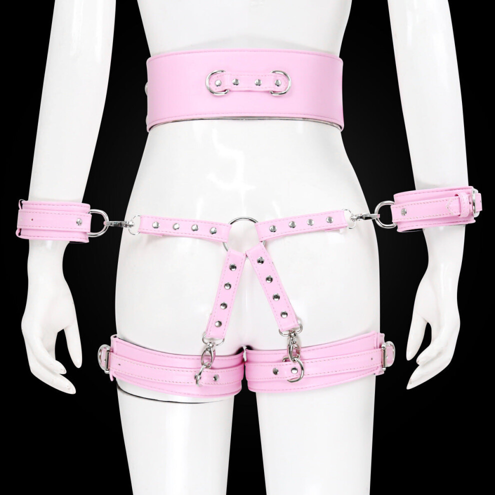 House Of Glass Pink Faux Leather Waist To Thigh Handcuff Restraint