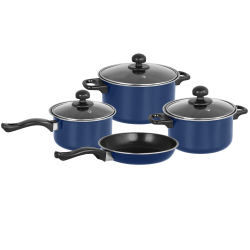 Gr8 Home (Teal Blue) Non Stick 7 Pcs  Frying Pan Saucepan Cookware Set