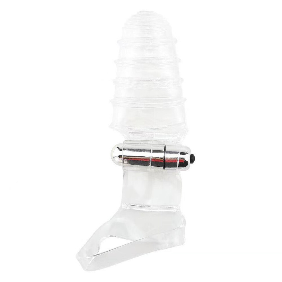 Clear Vibrating Clit Stim Hand Sleeve (Ribbed)