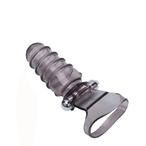 Black Vibrating Clit Stim Hand Sleeve (Ribbed)
