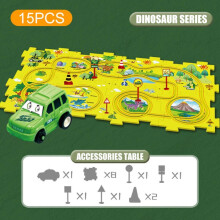 ( 15Pcs/Set(Dinosaur)) DIY Assembling Electric Trolley, 2023 Educational Puzzle Track Car Play Set Gift