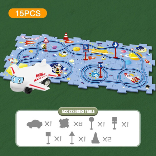(  15Pcs/Set(Space)) DIY Assembling Electric Trolley, 2023 Educational Puzzle Track Car Play Set Gift