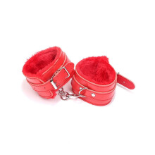 Red Leather Bondage Cuffs