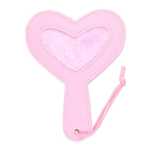 Pink Heart Shaped Leather Paddle 1