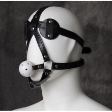 Blindfold and Vented Ball Gag Face Harness