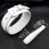 White Padded Leather Collar and Chained Leash 2