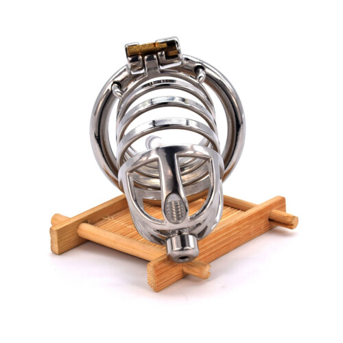 Chastity Cage with Silicone Urethral Sound (45mm) 2