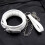 White Padded Leather Collar and Chained Leash 1