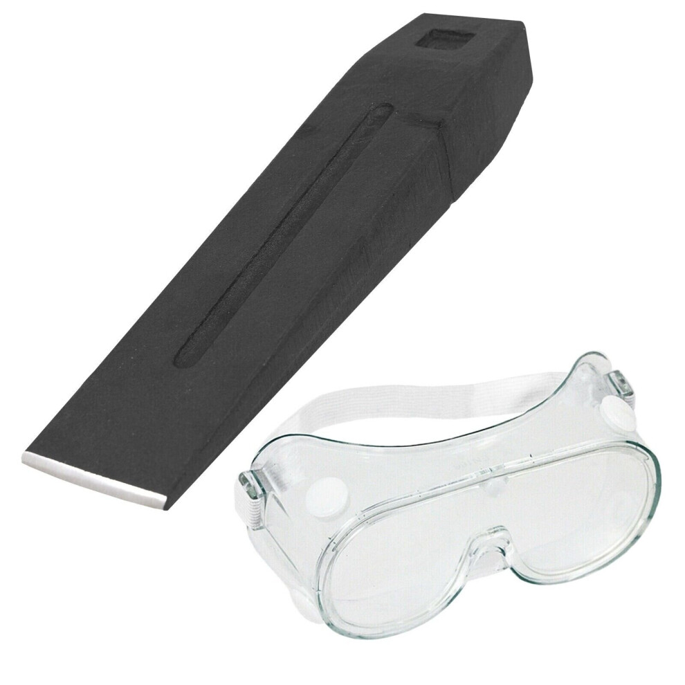 Spares2go Log Splitter Chisel Wedge 2.5Kg 6Lb 10" Wood Splitting Maul + Safety Goggles Kit