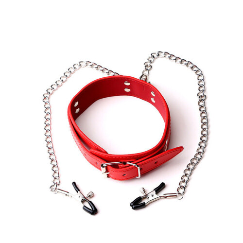 Collar Restraint with Nipple Clips (Pink) 2