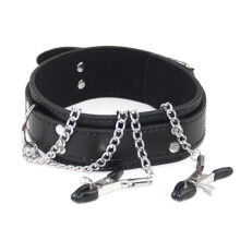 Collar Restraint with Nipple Clips (Pink)