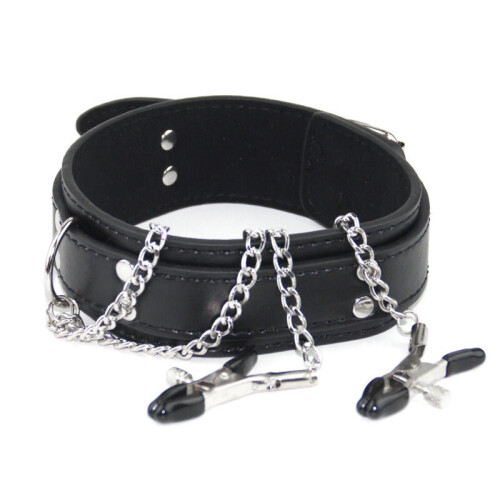 Collar Restraint with Nipple Clips (Pink)