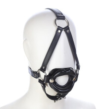 Silicone Open Mouth Lip Gag Head Harness (Red)