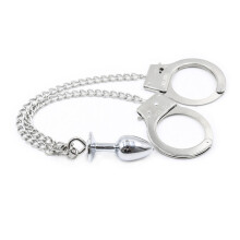 Jewelled Butt Plug Chain and Hand Cuffs