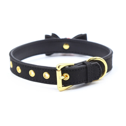 Naughty Kitty Faux Leather Bell Collar (White) 1