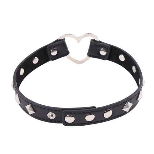 BDSM Heart Shaped VF Leather Collar 2