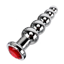 Jewel Beaded Aluminium Butt Plug (Red Jewel)