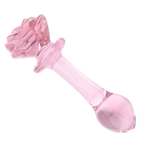 Glacier Glass Pink Rose Dildo 1