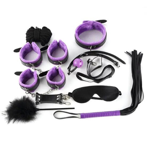 The Boss' 10 Piece Bondage Kit (Black and Purple) 2