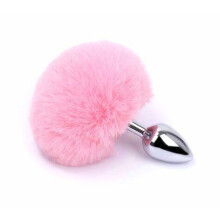 Faux Fur Bunny Tail Butt Plug (Light Pink)