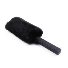 Double Sided Fluffy Bondage Paddle with a Faux Leather Base (Black)