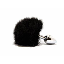 Faux Fur Bunny Tail Butt Plug (Black)
