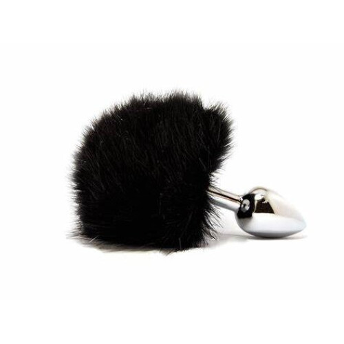 Faux Fur Bunny Tail Butt Plug (Black)