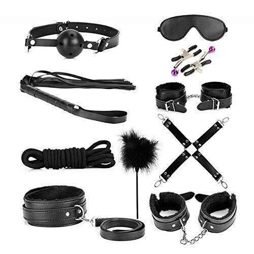 The Boss' 10 Piece Bondage Kit (Black)