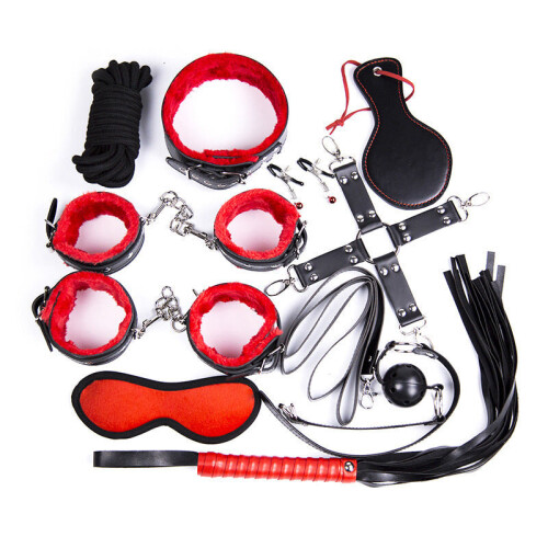 The Boss 11 Piece Bondage Kit (Black and Red) 1