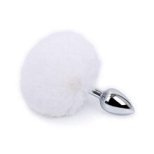 Faux Fur Bunny Tail Butt Plug (White)