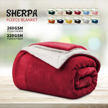 (Burgundy/ Red Sherpa Blankets) Sherpa Fleece Throw Blankets, Fluffy Winter Warm Soft Comfy Cozy Plush Blanket For Sofa Bed Travel Children Kids Pet, Single Size Luxury Mink Throws