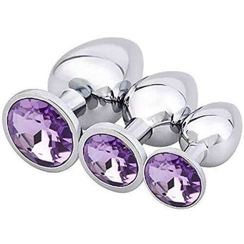 Purple Jewelled Butt Plugs (3 Piece)