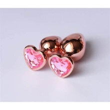 Pink Jewelled Rose Gold Aluminium Butt Plug Set (3 Piece)