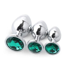 Green Jewelled Butt Plugs (3 Piece)