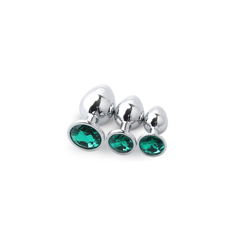 Green Jewelled Butt Plugs (3 Piece)