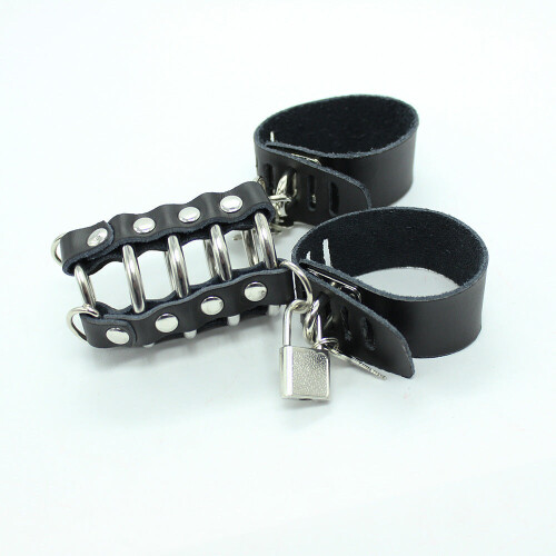 Metal Ring and VF Leather Chastity Cock Cage