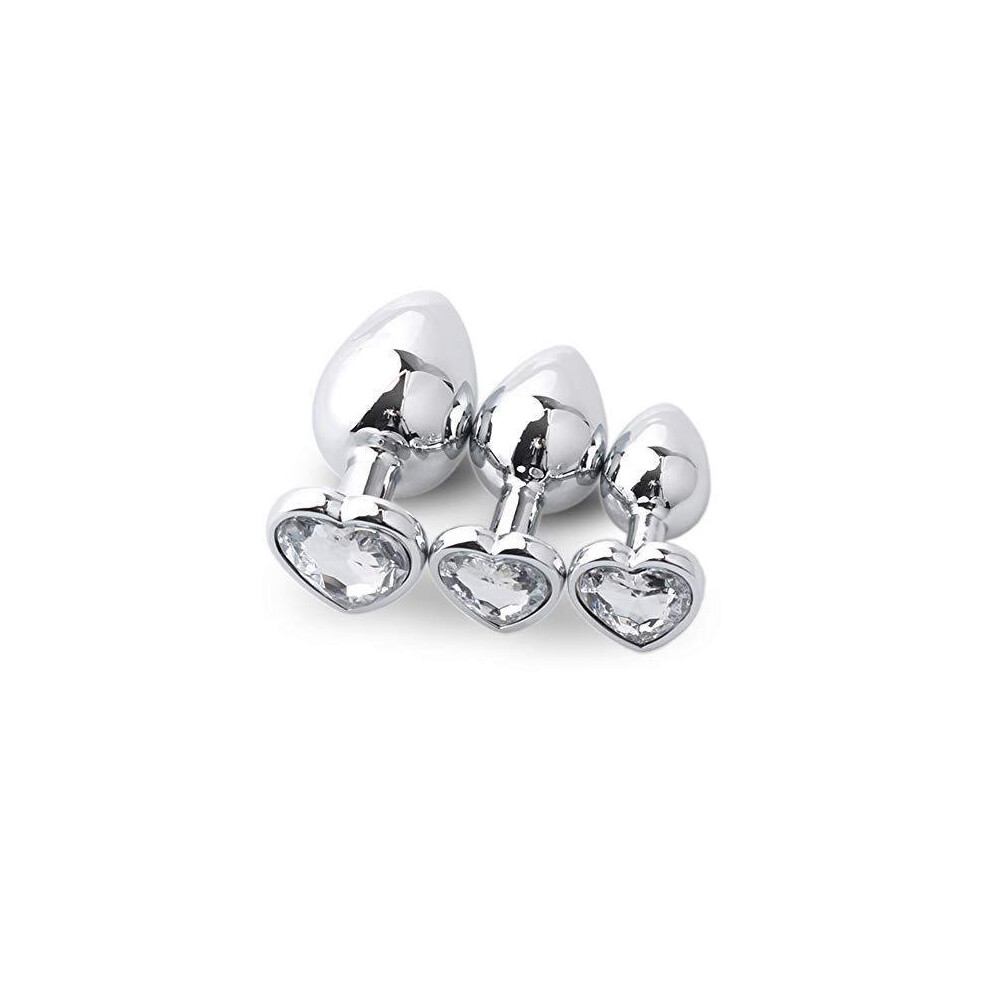 House Of Glass White Heart Shaped Jewelled Butt Plugs (3 Piece)