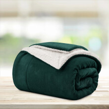 (Green Emerald Sherpa Blankets) Sherpa Fleece Throw Blankets, Fluffy Winter Warm Soft Comfy Cozy Plush Blanket For Sofa Bed Travel Children Kids Pet, Single Size Luxury Mink Throws