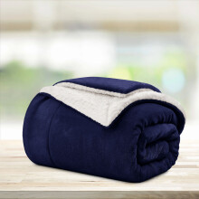 (Navy Blue Sherpa Blankets) Sherpa Fleece Throw Blankets, Fluffy Winter Warm Soft Comfy Cozy Plush Blanket For Sofa Bed Travel Children Kids Pet, Single Size Luxury Mink Throws