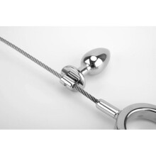Adjustable Position Metal Anal Plug with Cock Ring