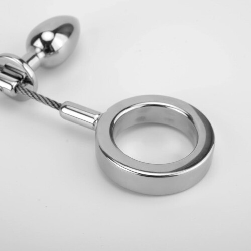 Adjustable Position Metal Anal Plug with Cock Ring 1